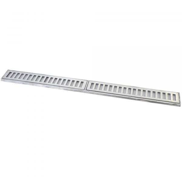 Ralo Linear 10x100 Aluminio Escovado C/ Tela Anti-Inseto