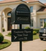 Caixa Americana de Correio Luxo Pedestal c/ Plaquinha