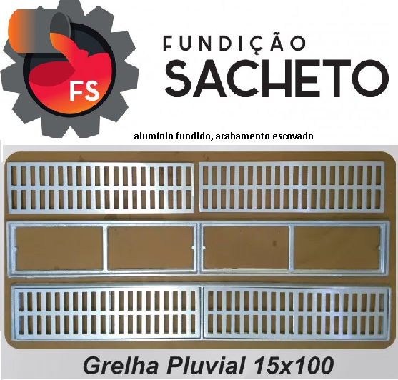 Ralo Linear 15x100 Aluminio Escovado Padrão