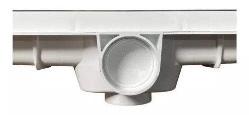 Coletor 5x90cm Branco Sifonado Grelha Inox c/ Tela